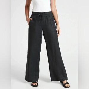 Athleta Black Cabo Linen Wide Leg Pants Size 0 Petite
